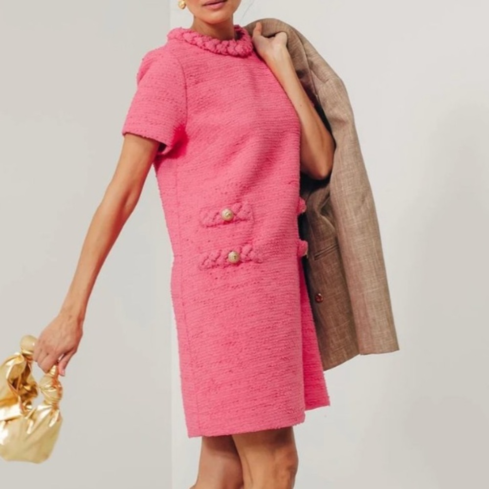 Tuckernuck Hot Pink Tweed Jackie Dress